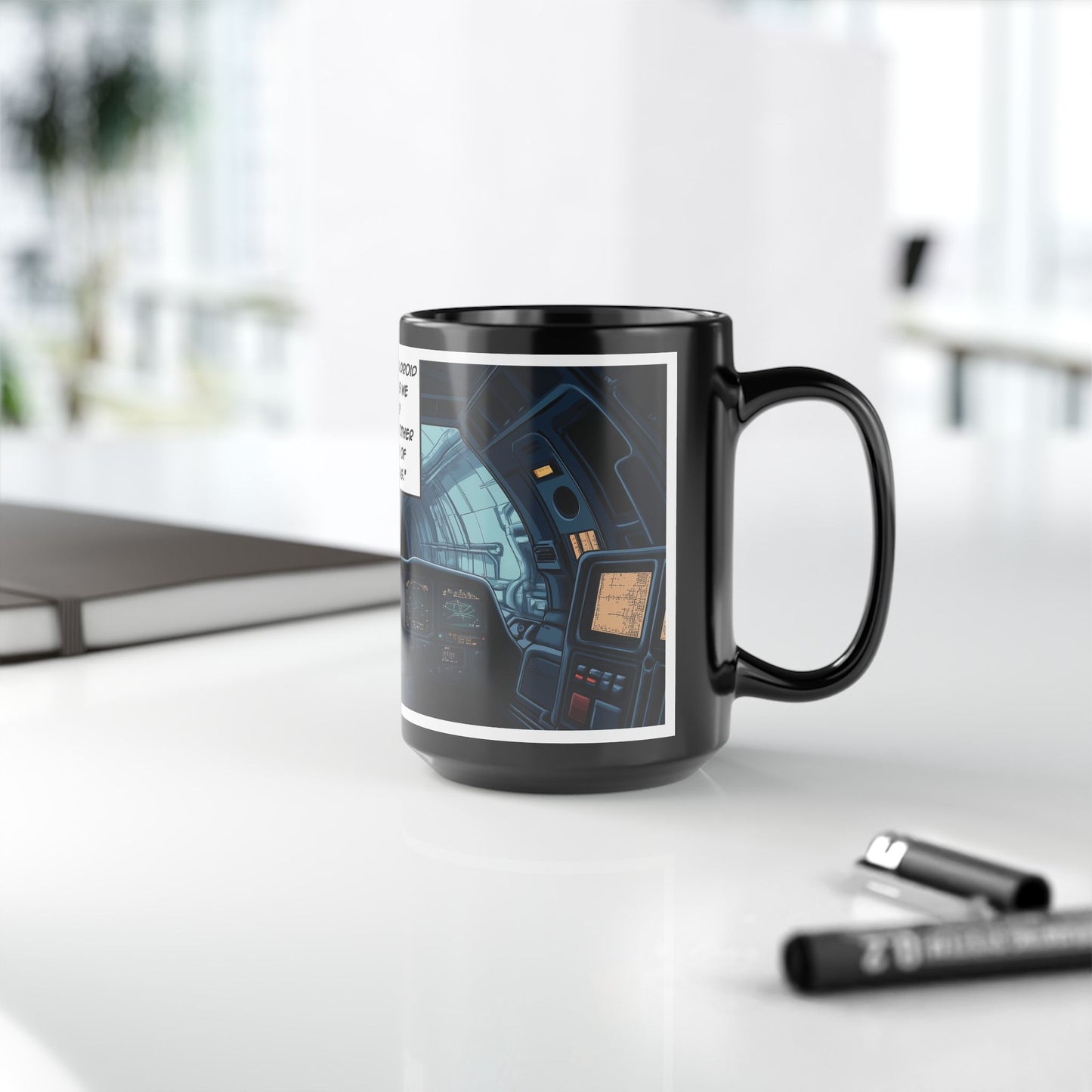 Spaceflight Cockpit Comic Mug – Sci‑Fi Captain Log Coffee Cup (15oz)