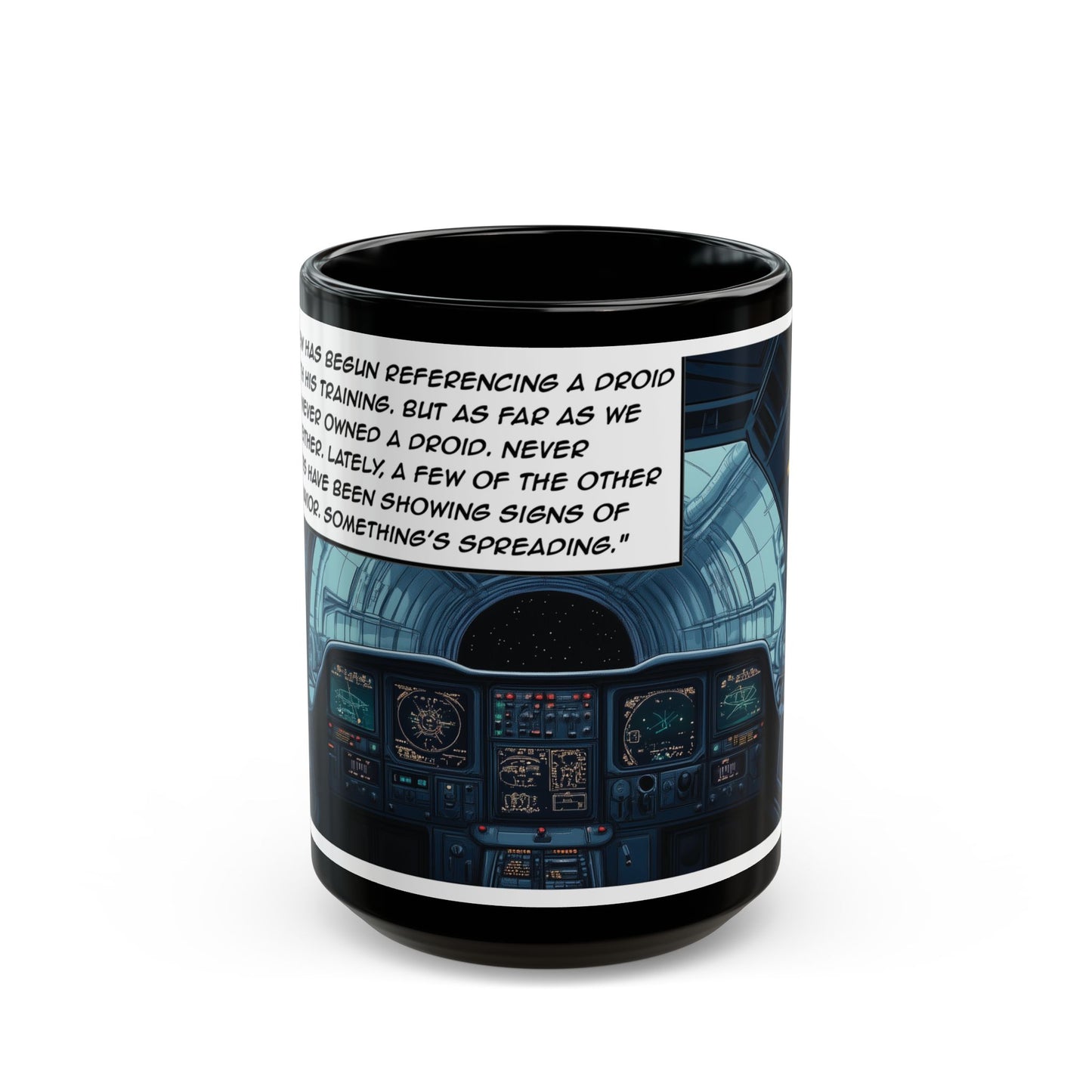 Spaceflight Cockpit Comic Mug – Sci‑Fi Captain Log Coffee Cup (15oz)