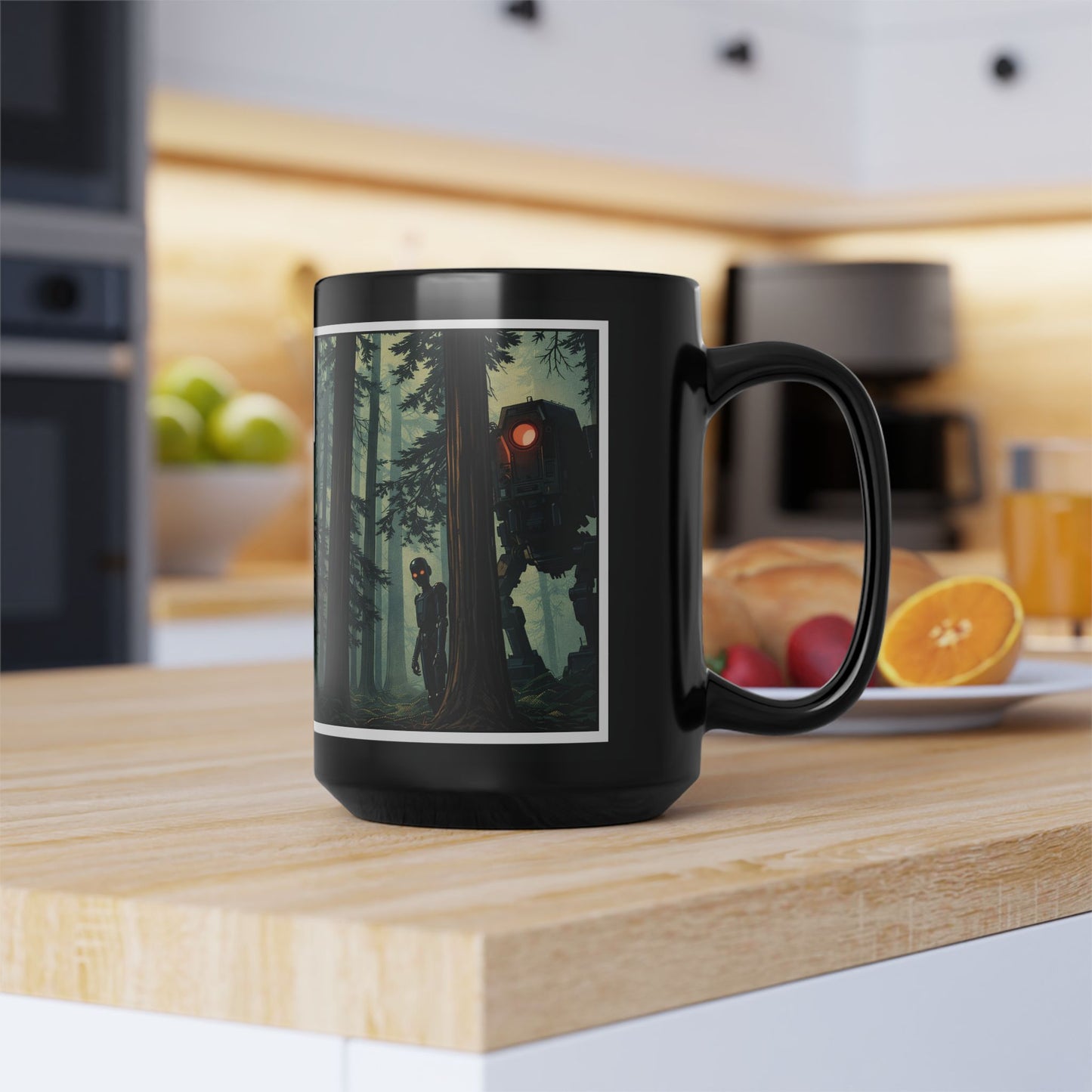 Sinister Droid Black Mug — 15oz Suspense Sci‑Fi Coffee Cup