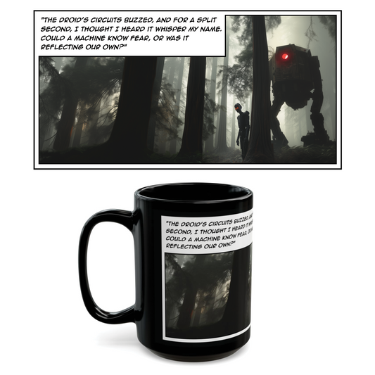 Sinister Droid Black Mug — 15oz Suspense Sci‑Fi Coffee Cup