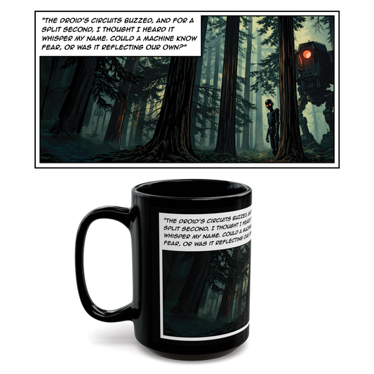 Sinister Droid Black Mug — 15oz Suspense Sci‑Fi Coffee Cup