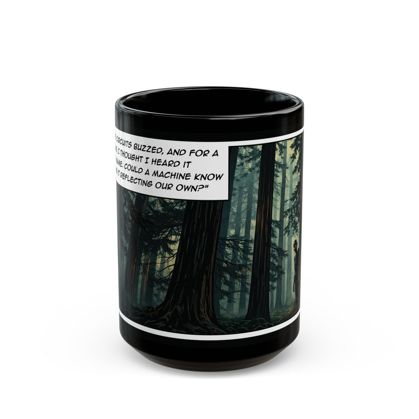 Sinister Droid Black Mug — 15oz Suspense Sci‑Fi Coffee Cup